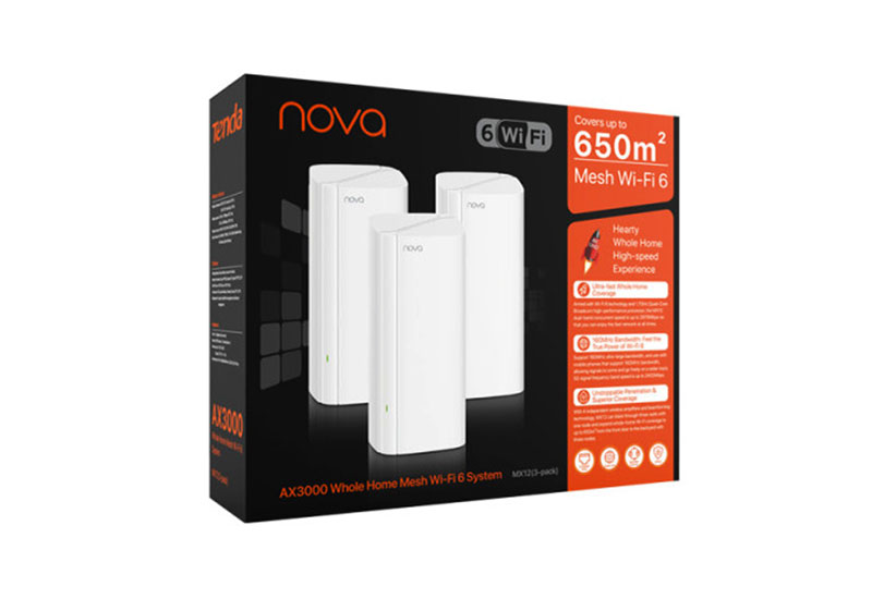 Tenda EX12 3-Pack Mesh Dual-band (2.4 GHz/5 GHz) Wi-Fi 6E (802.11ax)