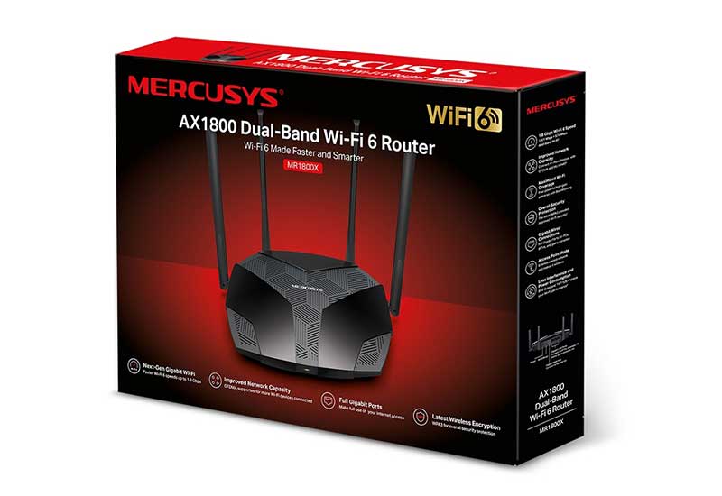 Mercusys MR1800X wireless router AX1800, Wi-Fi 6, 4x GE